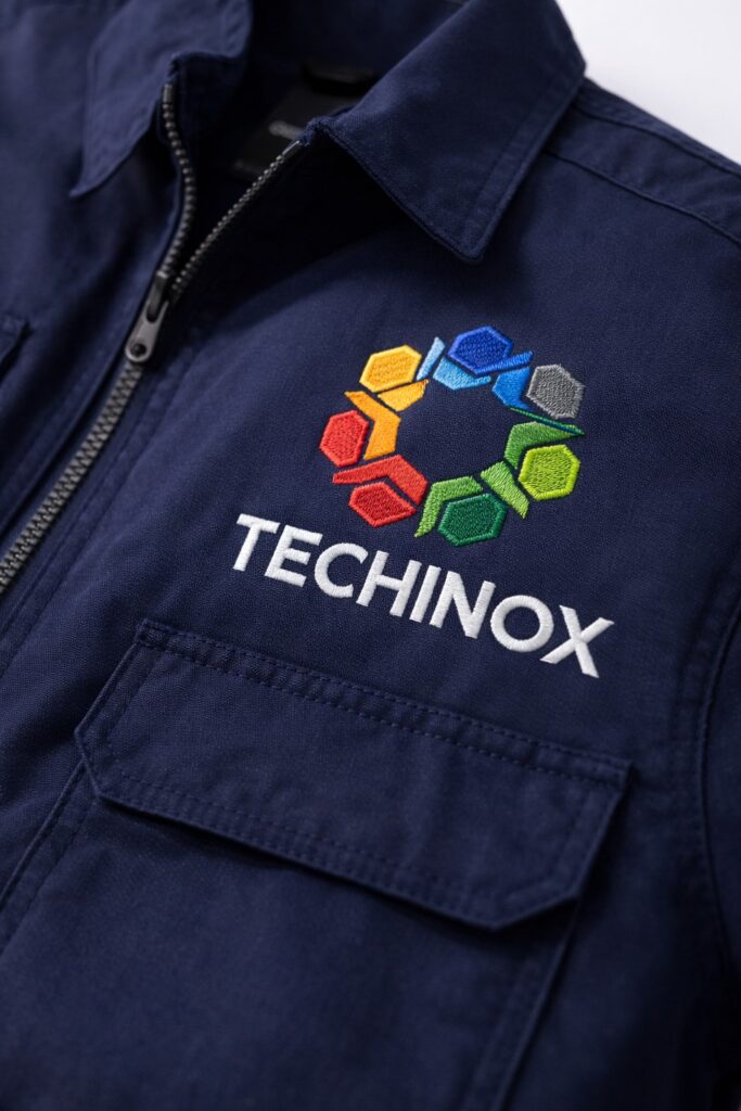 Broderie certifiée GOTS sur vêtements de travail à Bègles proche de Bordeaux